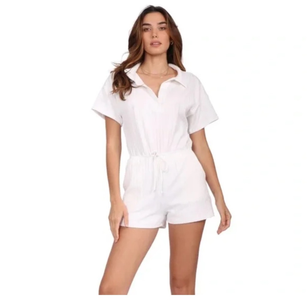 Sunday Stevens White Collared Romper